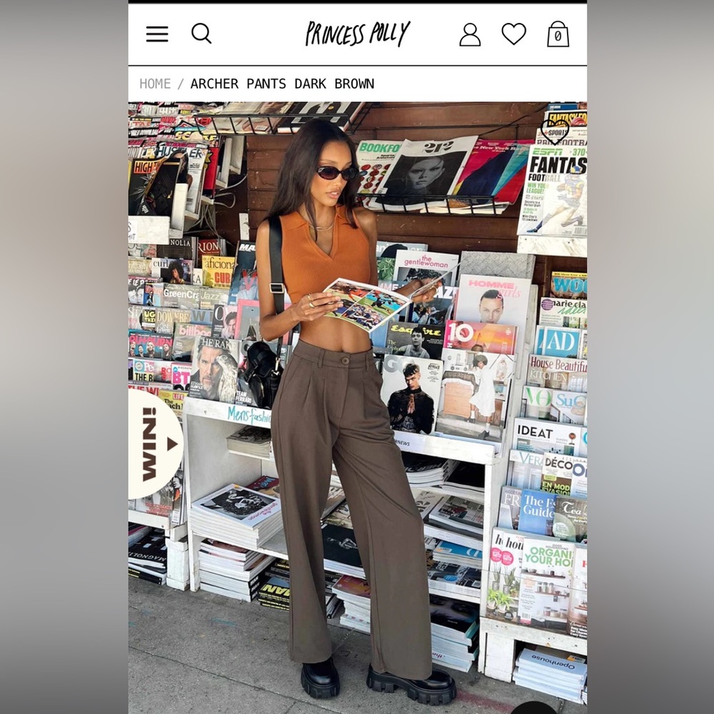 Princess Polly Dark Brown Archer Pants